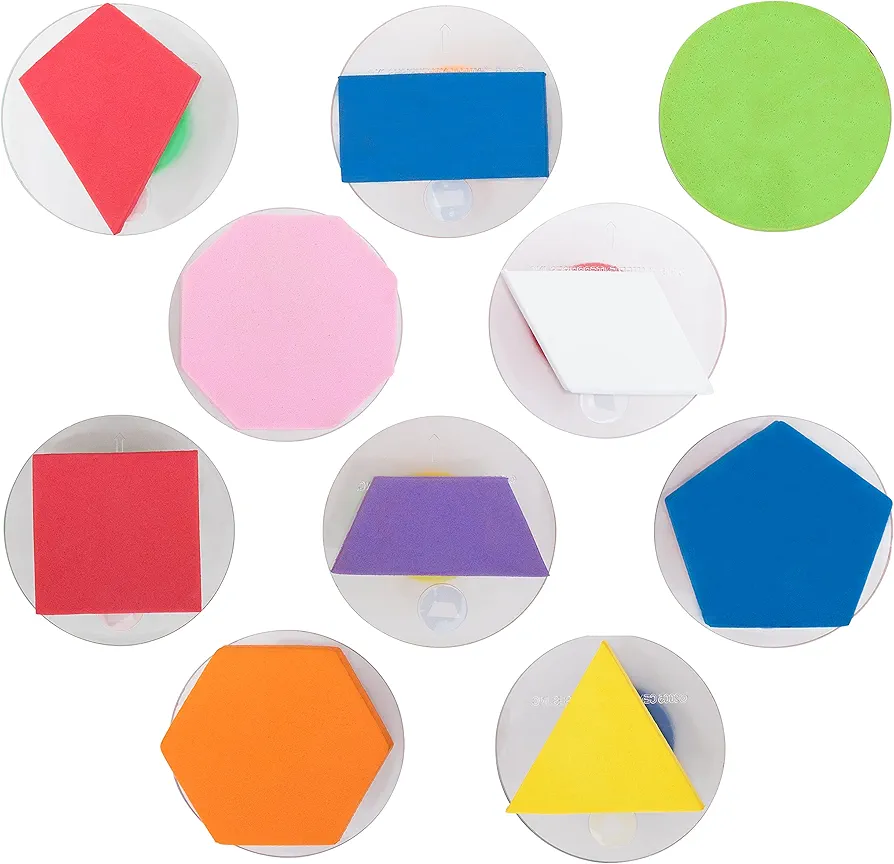 READY 2 LEARN Giant Stampers - Geometric Shapes - Filled In - Set of 10 - Easy to Hold Foam Stamps for Kids - Arts and Crafts Stamps for Displays, Posters, Signs and DIY Projects