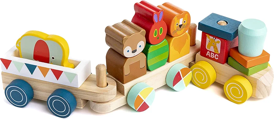 KIDS PREFERRED World of Eric Carle The Very Hungry Caterpillar Wooden Train Set, 15 Pieces