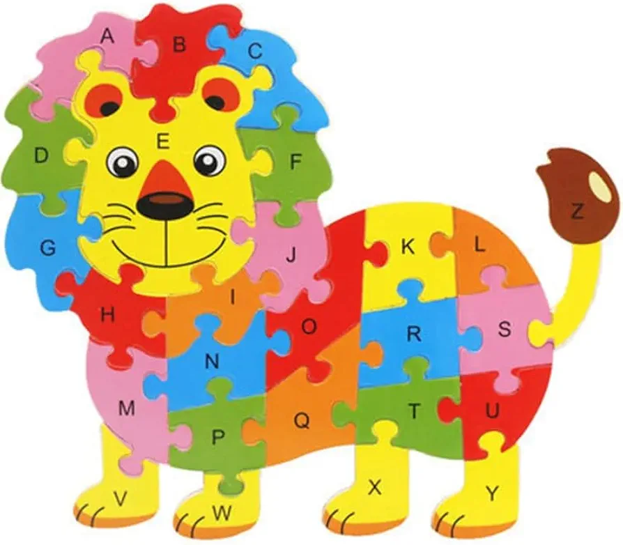 English Letter Building Block Wood Animal Jigsaw Puzzle Children Cognition Intelligence Toy for Toddlers Early Educational Gifts