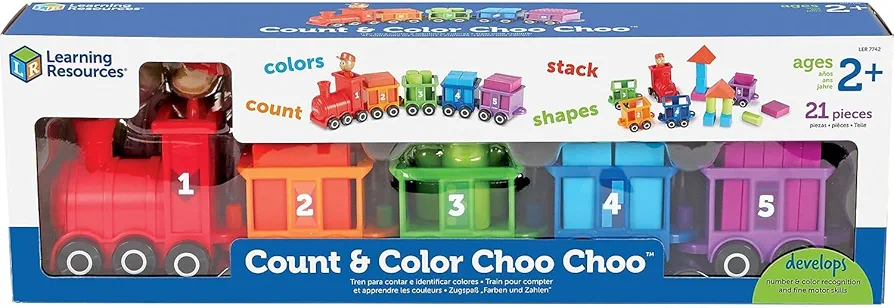 Learning Resources Count & Color Choo Choo, Interactive Train Learning Toy, 21 Pieces, Ages 2+