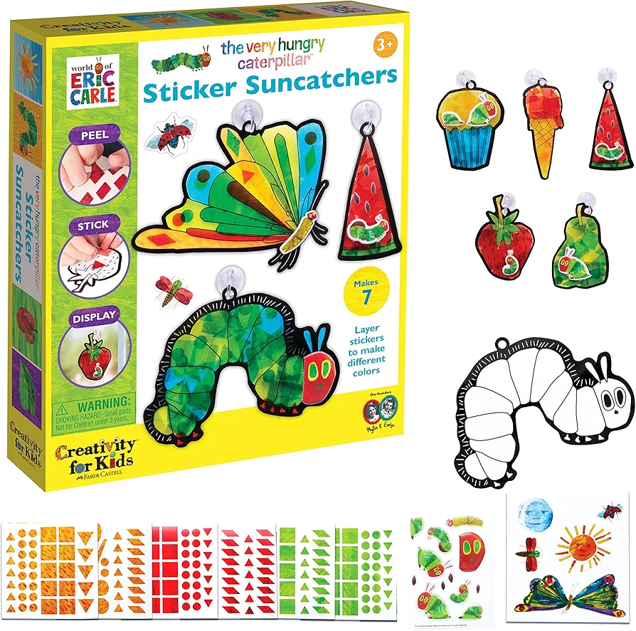 Creativity for Kids The Very Hungry Caterpillar: Sticker Suncatcher Kit - DIY Window Stickers for Toddlers from The World of Eric Carle, Preschool Arts and Crafts for Kids Ages 3-5+, Medium