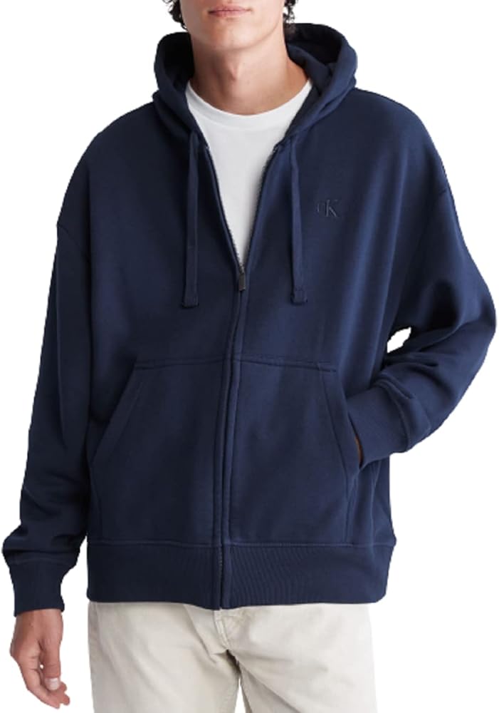 Calvin Klein Men's Relaxed Fit Archive Logo Fleece Full Zip Hoodie