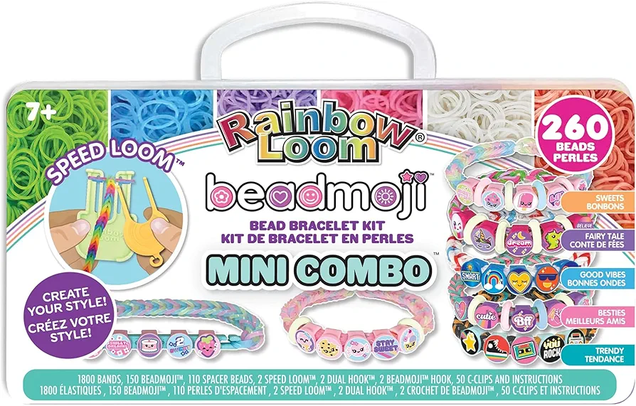 Rainbow Loom: Beadmoji Mini Combo - DIY Rubber Band & Bead Bracelet Kit - includes 1800 Bands & 260 Beads, Design & Create, Ages 7+