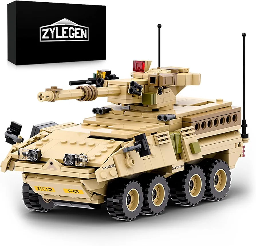 ZYLEGEN Military Vehicles Toy Building Set, Armored Vehicles Building Kit, Wars Army Battle Car Constrction Building Block for Kids and Adult (458PCS)