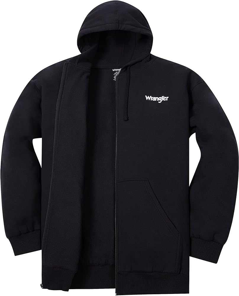 Wrangler Mens Hoodies Big and Tall Thermal Lined Hoodies for Men Zip Up Heavyweight Mens Sweatshirt