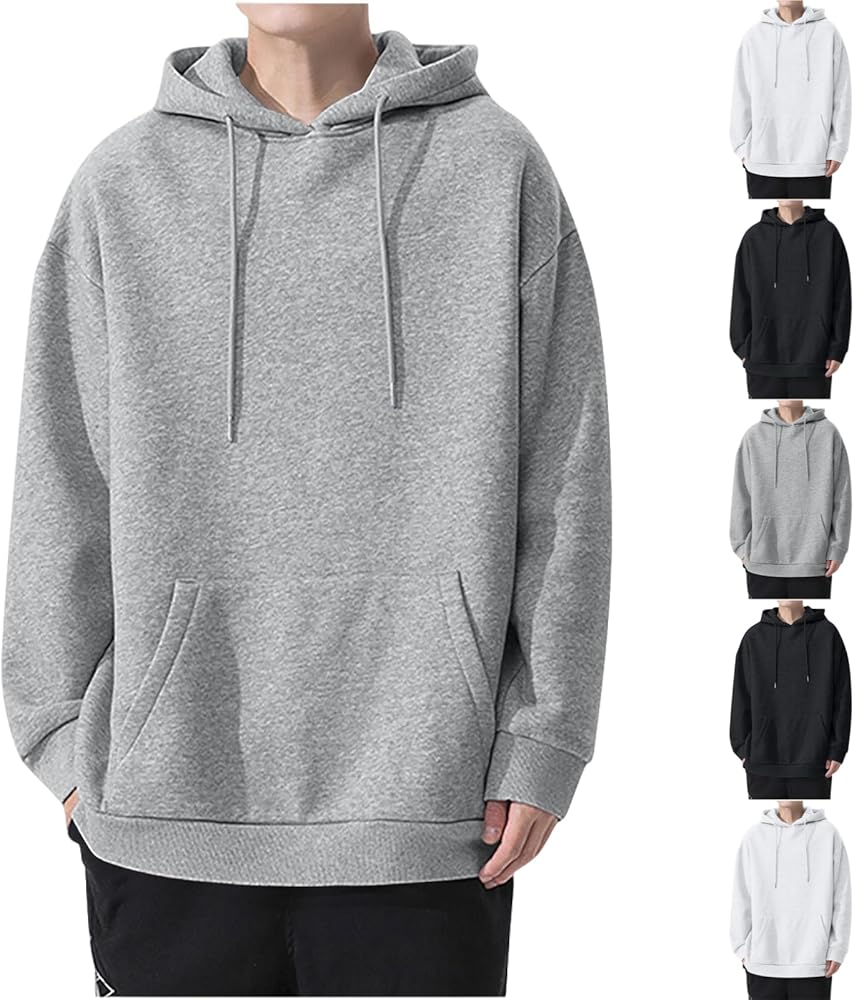 Men Hoodie Sweatshirt Loose Fit, Drawstring Pullover Hooded Fashion Casual Long Sleeve Sweatshirts with Pockets