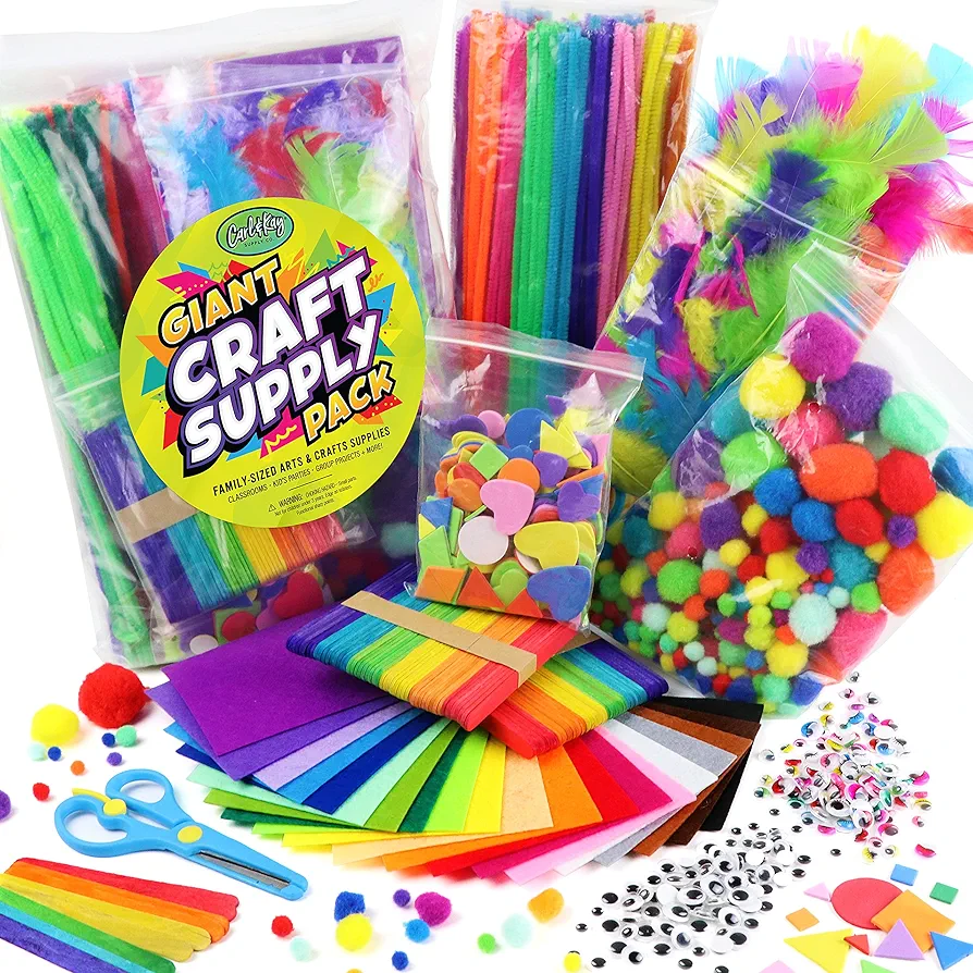 Arts and Crafts Supplies Kit for kids - Boys and Girls age 4 5 6 7 8 years old - Toddler Art Set Activity Materials in Bulk - Great for Preschool, Homeschool, and Kindergarten DIY Crafting Projects