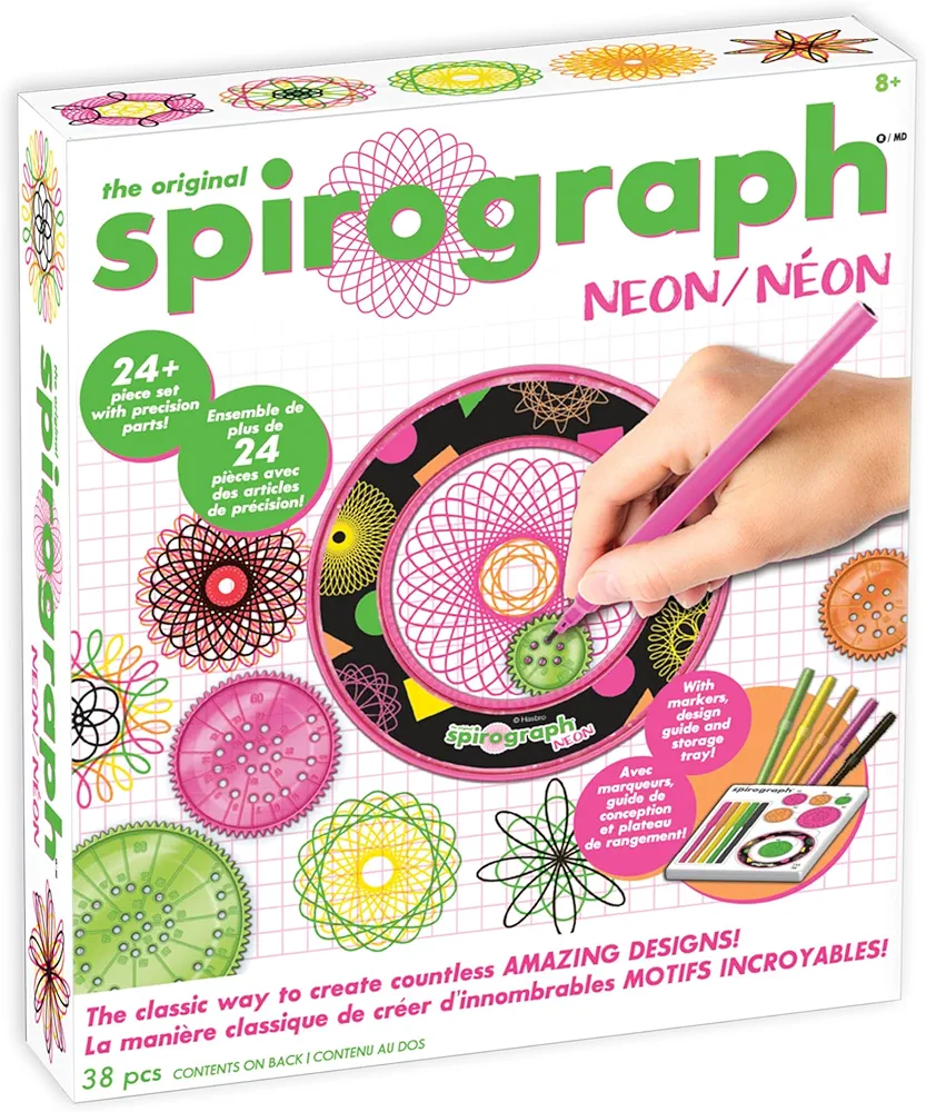 Spirograph Neon Drawing Set – Drawing Kit, Arts and Crafts, Kids Toys, Art Supplies, Spiral Art, Kids Drawing Kit, Neon Markers, Design Sheet Included, Screen-Free Kids Activities, Ages 8+