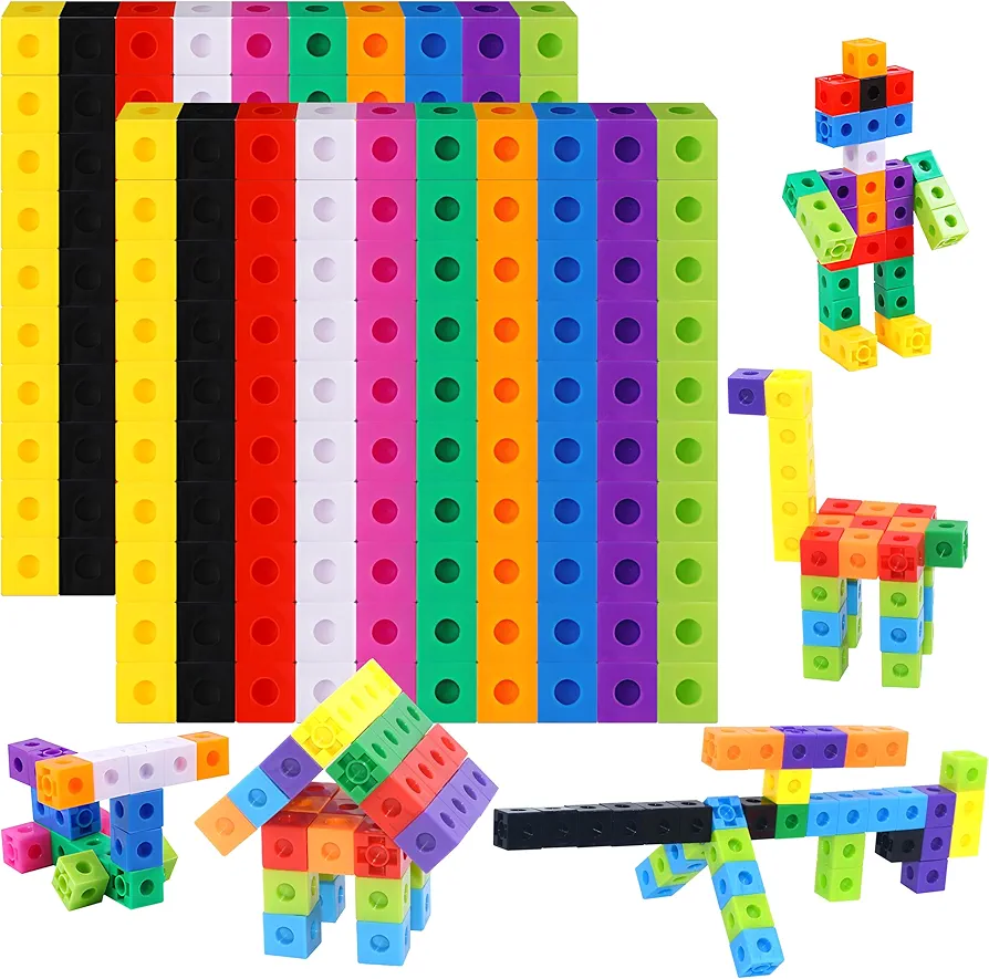 SpriteGru 200PCS Math Linking Cubes, Math Cubes Manipulative Connecting and Counting Snap Blocks for Early Math and Construction, Educational Toy for Preschool, Kindergarten, Homeschoo