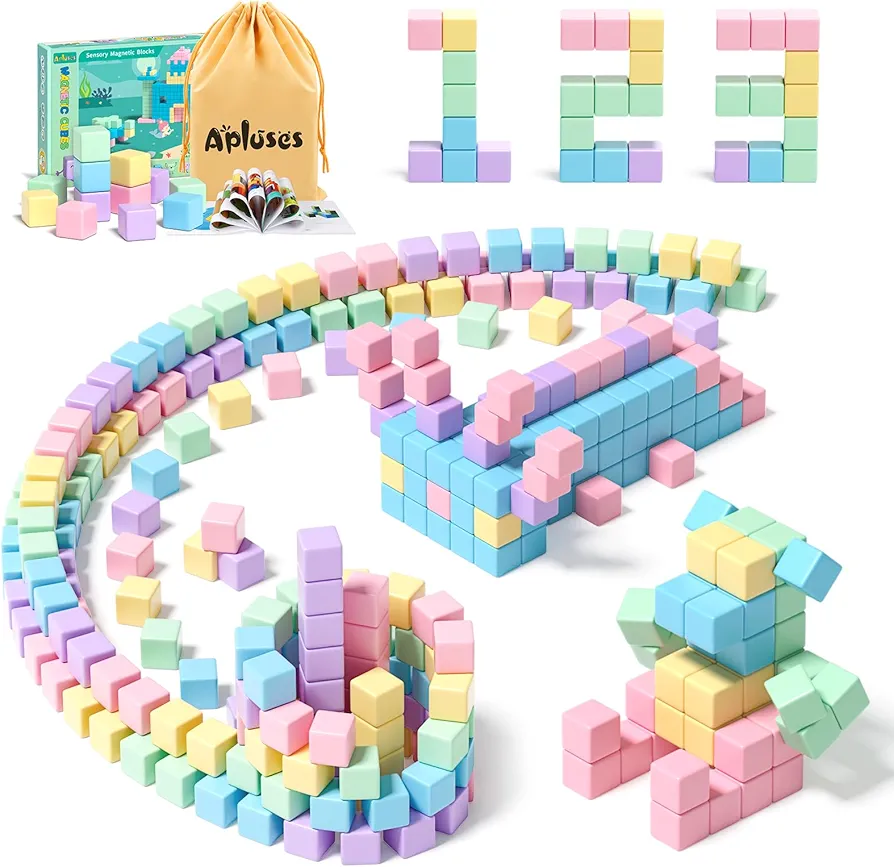 77PCS Magnetic Blokcs - Toddler Girl Toys, Magnet Building Blocks, STEM Sensory Outdoor Autism Toys for 3-5 Year Old Boys & Girls, Magnetic Cubes Classroom Must Haves for Kids Ages 3+