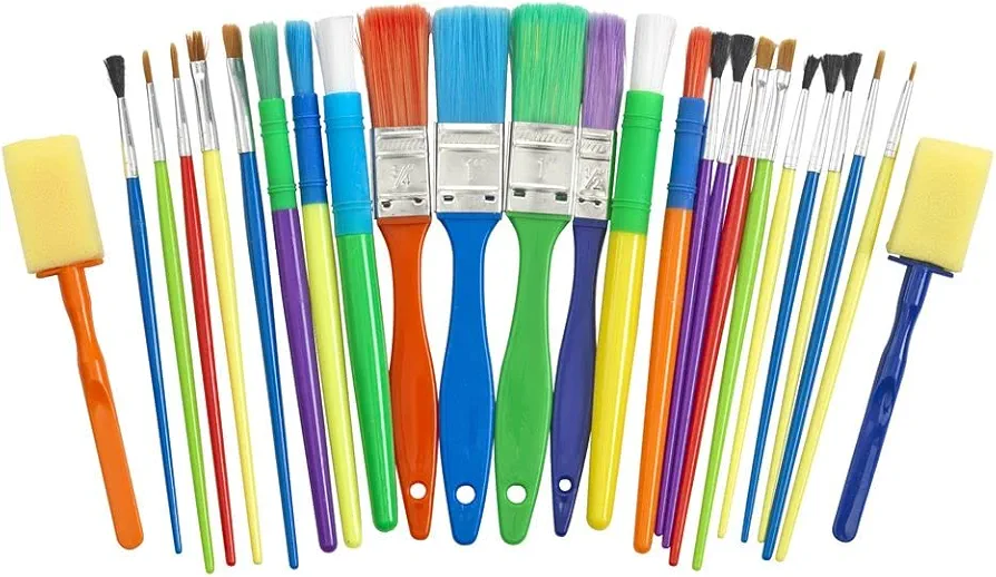 25 Assorted Paint Brush and Applicators in a Clyinder, School Art Supplies, Art Supplies, Craft Projects, Children, Gift, Classroom, Home