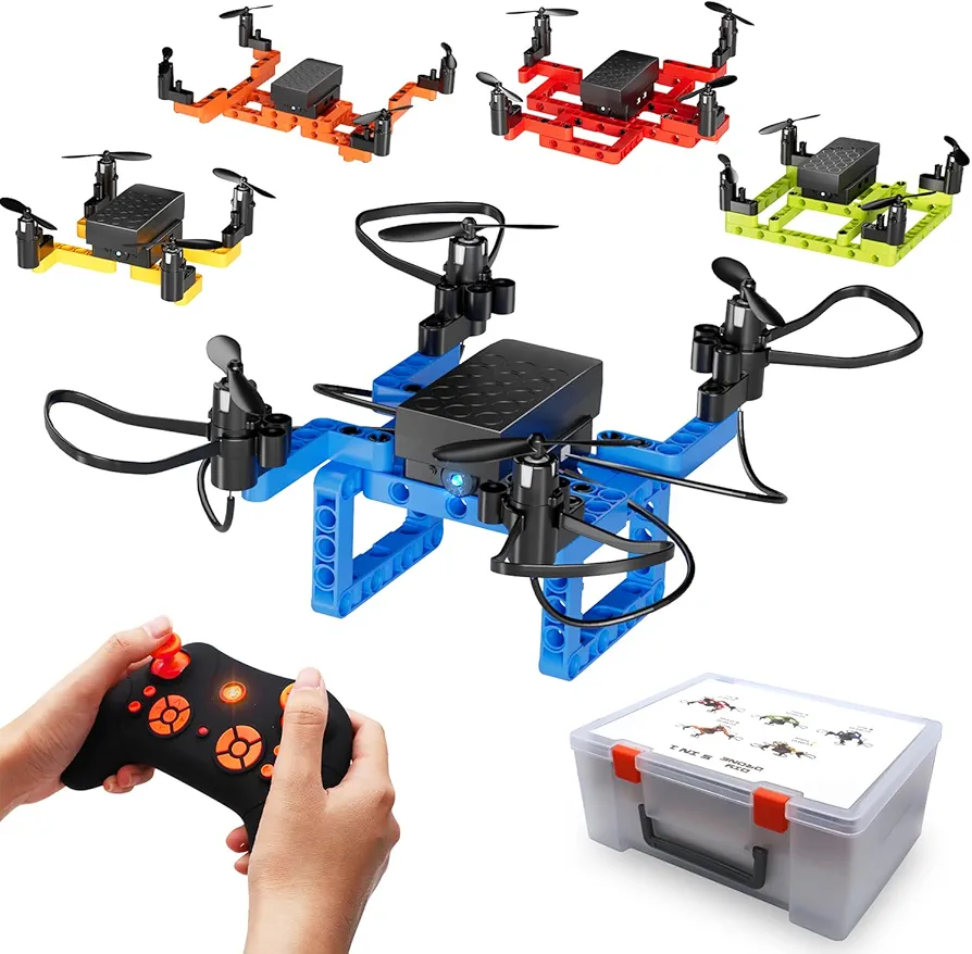 Drone Building Toys Set 159 Pieces STEM Toy for Kids 6 7 8 9 10 11 12 Years 5 in1 DIY Drone Kit Remote Control Mini Drone, Learning Creative Construction Toys Gifts for Birthday Christmas