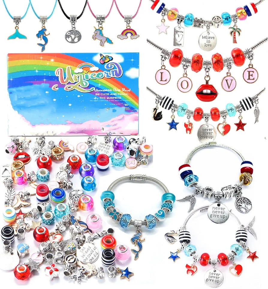 klmars Jewelry Making Kit - Bracelet Craft Supplies, Beads and Charms for DIY Gifts and Toys for Girls Age 4 to 12