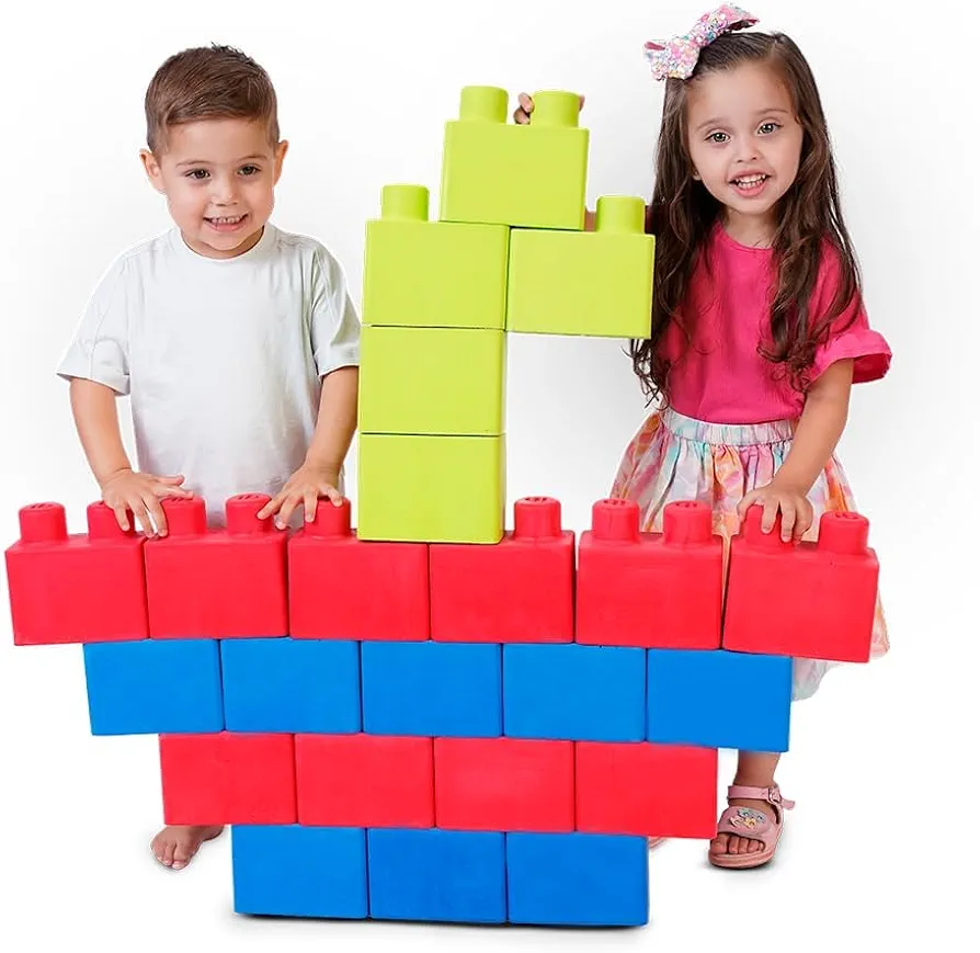 Large Foam Rubber Building Blocks MAX 24 Piece Creative, Educational, Safe and Fun Toy for Children.