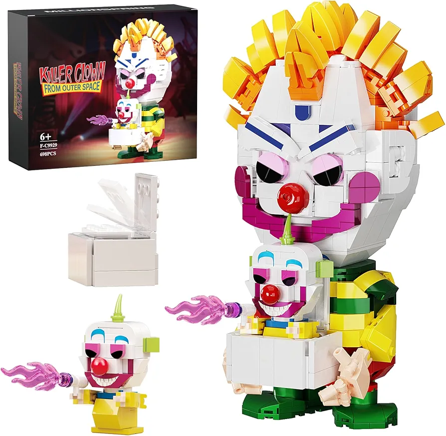 Killer Klowns from Outer Space Building Block Set, Bibbo with Shorty Compatible with Lego, Collectible Horror Movie Sets Halloween Christmas Creative Toys for Film Fans Kids Boys and Girls (698pcs)