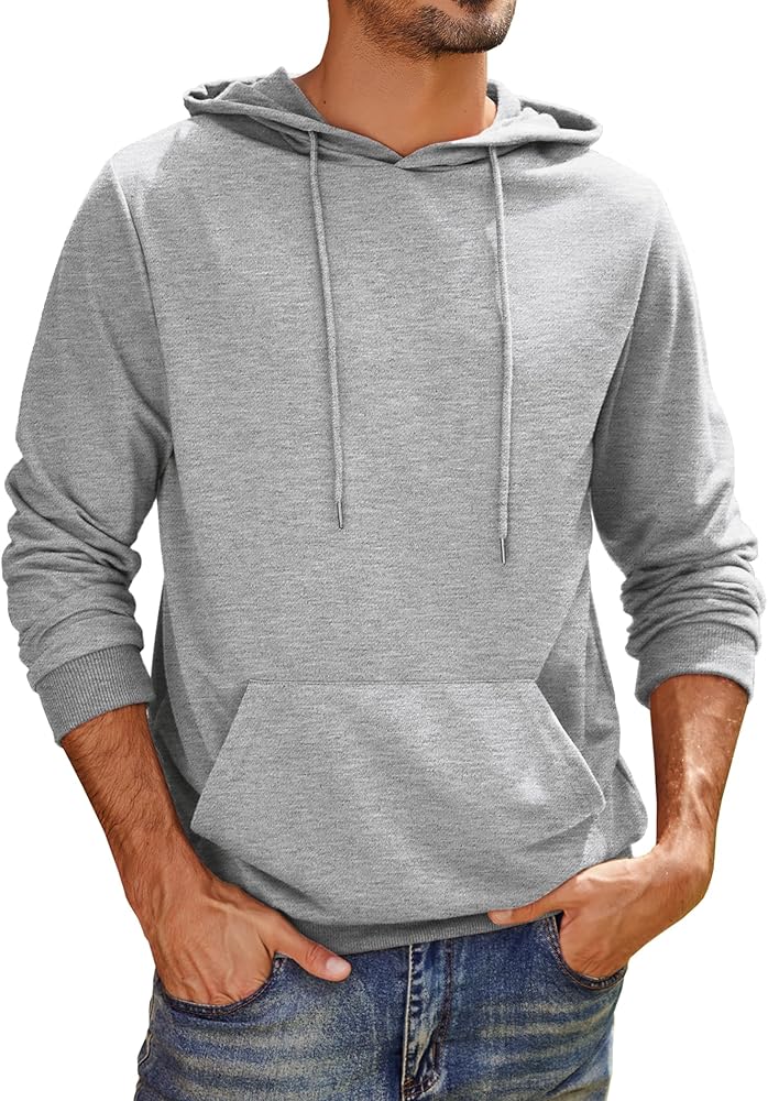 COOFANDY Men's Hooded Sweatshirts Casual Lightweight Hoodie Long Sleeve Athletic Sweatshirts with Pocket