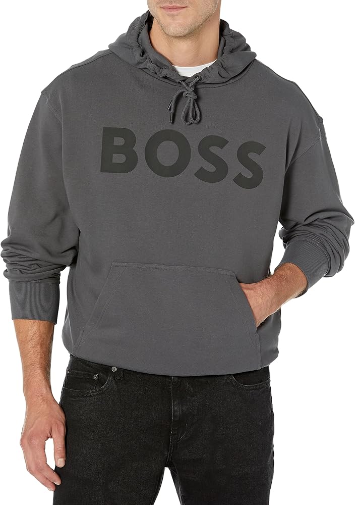 BOSS Men's Bold Logo French Terry Hooded Sweatshirt