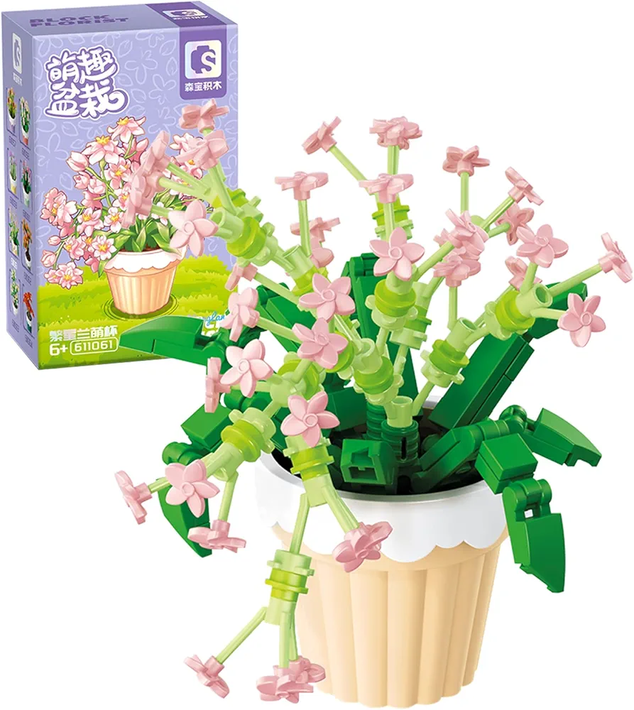 Mini Flower Succulent Bonsai Building Block Set,Simulation Pot Plant Artificial Particle Flower Botanical Collection Construction Building Bricks Toy,Cute Home Decors (Oncidium)