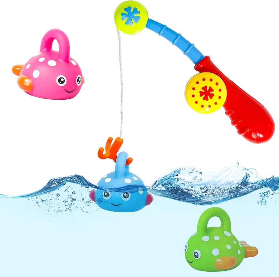 Fajiabao Baby Bath Toys for Kids Ages 1-3 Mold Free Water Toys No Hole Fishing Games Educational Bathtub Toys for Toddler 2-4 Shower Toys Birthday Gift for Boys Girls Age 1 2 3 4 5 6(Color Random)