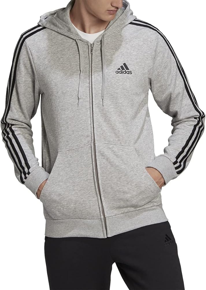 adidas Men's Essentials French Terry 3-stripes Full-zip Hoodie