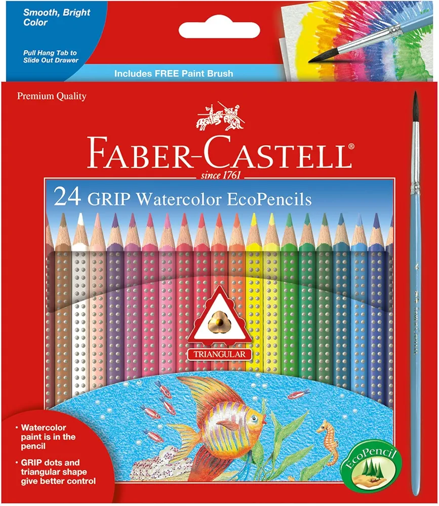 Faber-Castell - GRIP Watercolor EcoPencils - Premium Art Supplies For Kids (24 Count)