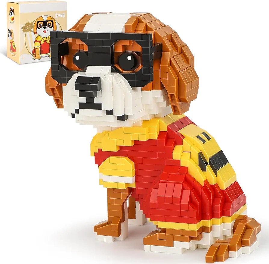 QLT Cute Animal Micro Mini Building Blocks Kit, Labrador Micro Bricks Building Toys for Adults, Party Favors for Kids 12-14+ Years Old, Birthday, Carnival Prizes (963 PCS)