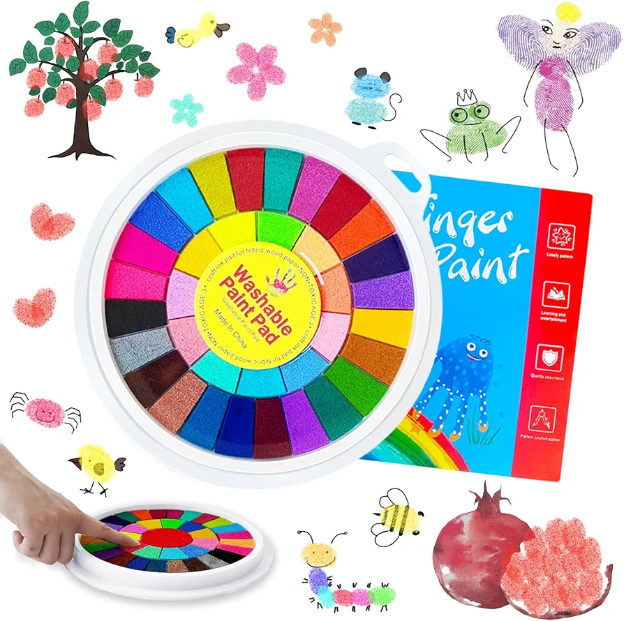 36 Colors Finger Paint Kit,Washable Funny Finger Painting Kit with Book,Art Painting Supplies for Painting DIY Crafts,Early Learning,Travel Activities,Gifts