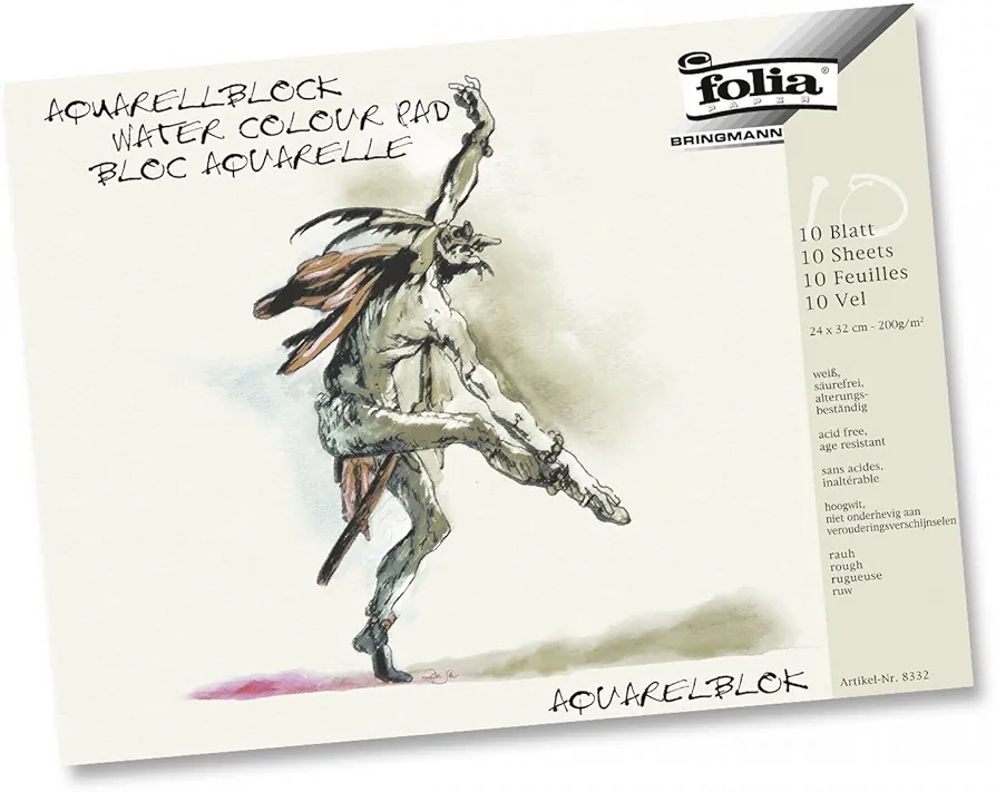 Folia 8334 Watercolour Pad 200 g/m² 36 x 48 cm 10 Sheets