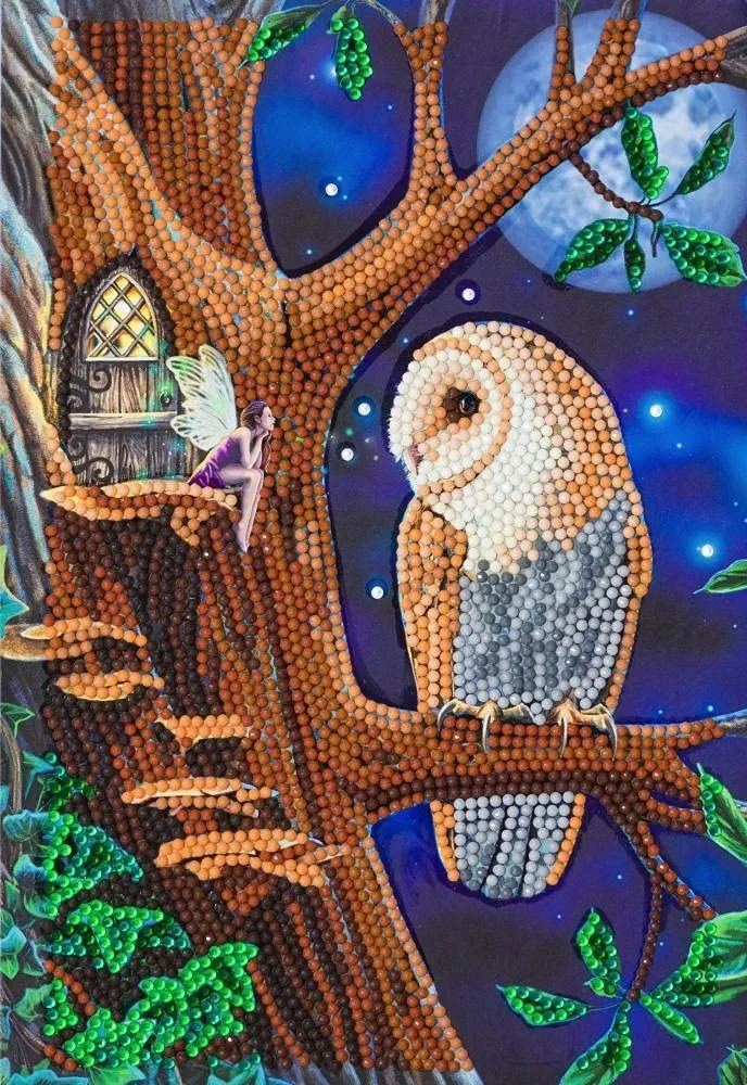 CRYSTAL ART Notebook - Owl and Fairy Tree Notebook Kit - Create a Sparkling Notebook Cover Using Crystals - for Ages 8 and up