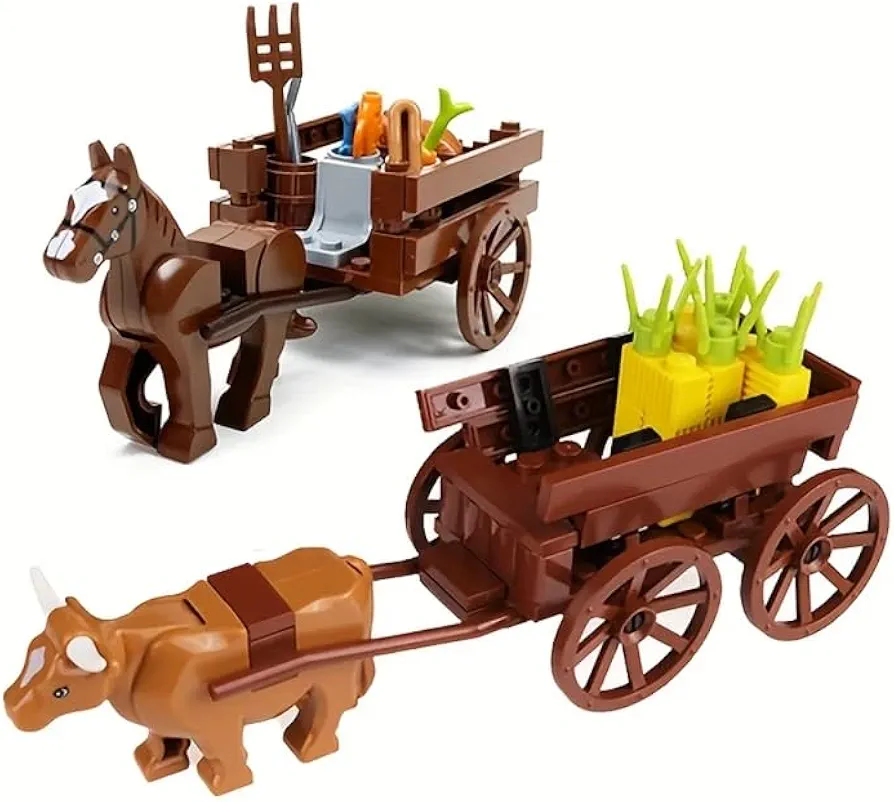 1pc Gardening Transport Carriage Building Block Toys, Farm Ranch Transport Animal Cart