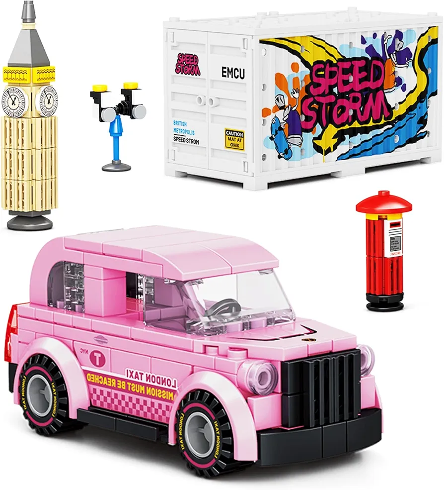 Pink Car Multi-Model Building Block Kit for Boys and Girls.Top STEM Construction Toys.Cute Building Block Sets Suitable for Kids aged 6-10.Idea Building Gifts for Kids aged 6-10.