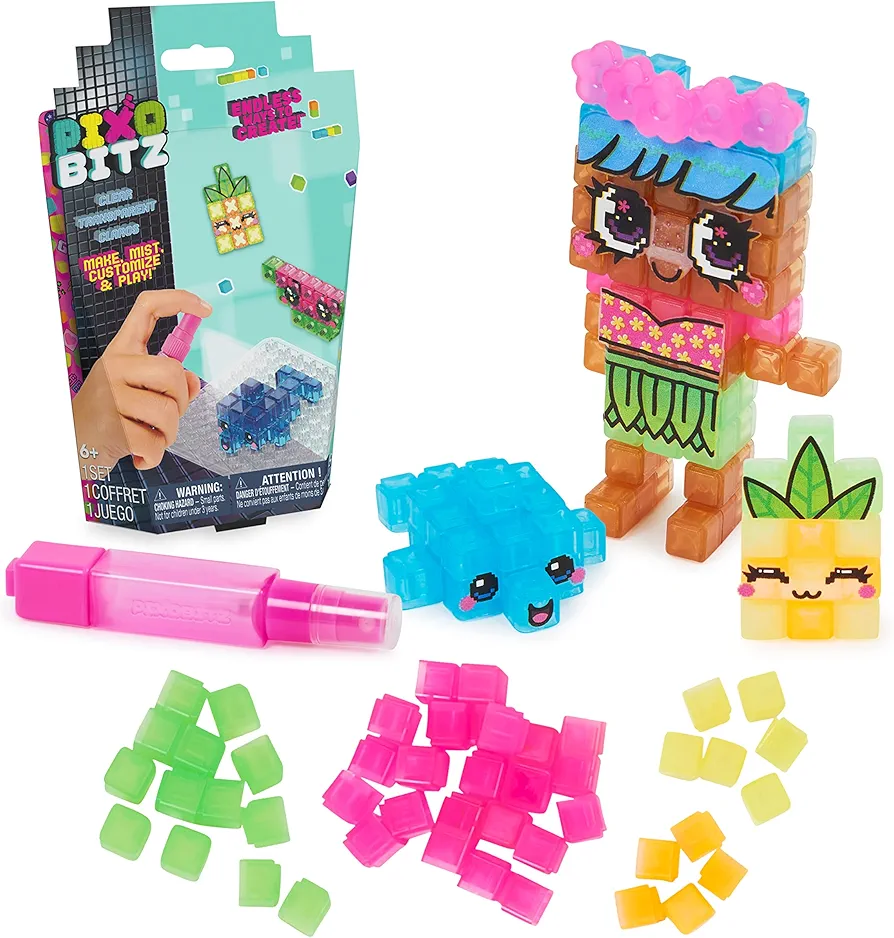 Clear Pack with 156 Exclusive Water Fuse Beads, Decos and Accessories, Makes 3D and 2D Creations with No Heat, Arts and Crafts Kids Toys