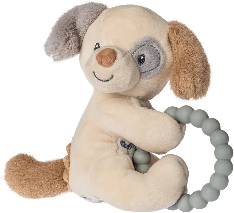 Mary Meyer Soft Baby Rattle with Soothing Teether Ring, 6-Inches, parky Puppy