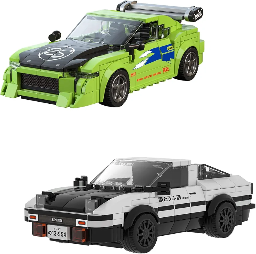 Mould King Speed Champion Eclipsecross and Toyota AE86 Car Models Building Toys with Display Cases, Collectible Model Car Kits Building Blocks 27013&27033