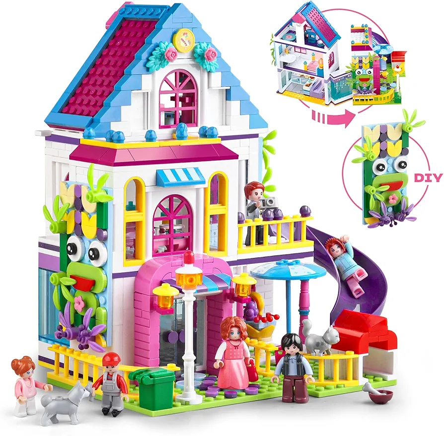 Friends House Toy Building Set That Compatible with Lego Set for Girls 6-12, Holiday Villa Pretend Play Set for Girls Age 8-12 to Enjoy Family or Friends Life Role Play Fun, Gift Idea for Kids 6+