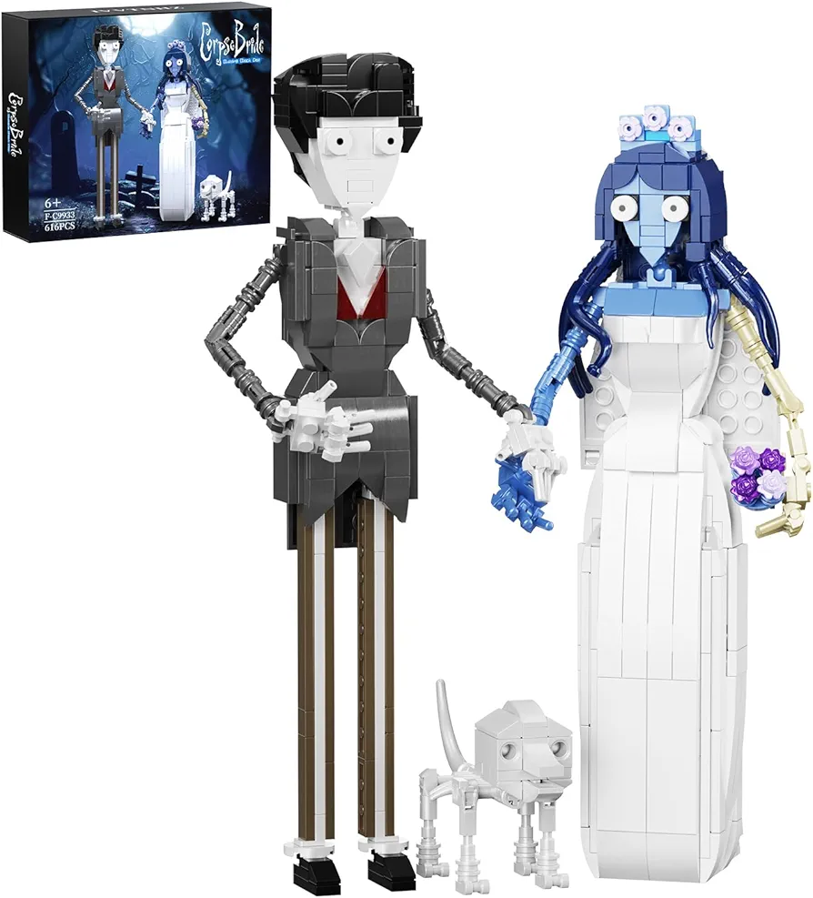 Corpse Bride Building Block Set, Horror Movie Role Victor and Emily Action Figure Building Toys, Couple Doll Kit, Compatible with Lego, Halloween Decor Present for Fans Kids Adults (616 PCS)