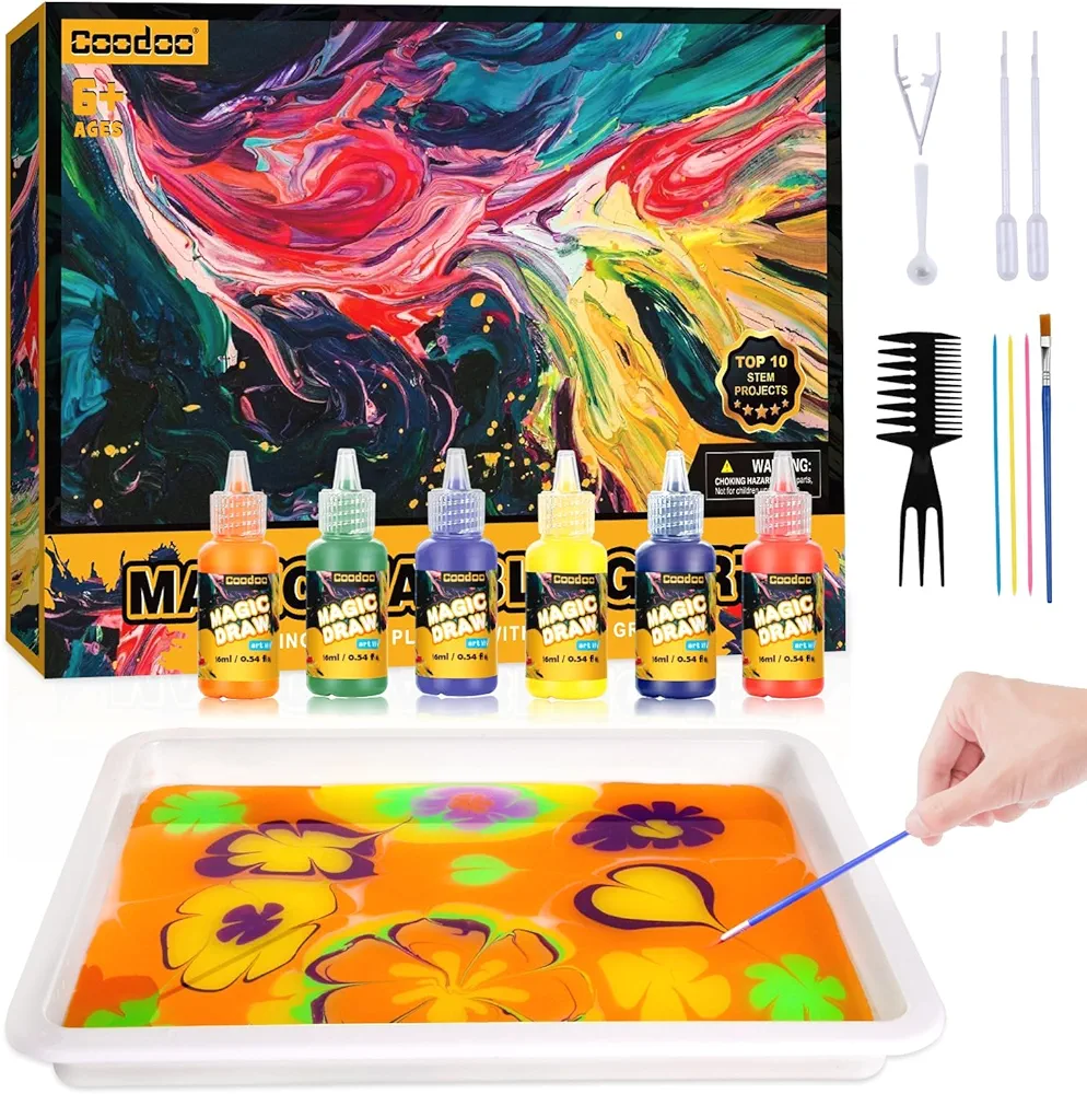 Water Marbling Paint for Kids - Arts and Crafts for Girls & Boys Crafts Kits Ideal Gifts for Kids Age 3-5 4-8 8-12