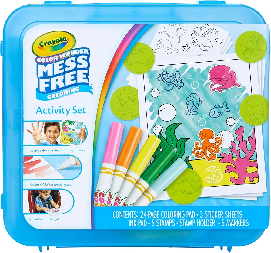 Crayola Color Wonder Mess Free Coloring Activity Set (30+ Pcs), With Markers, Stamps, and Stickers, Gift for Toddlers, 3+