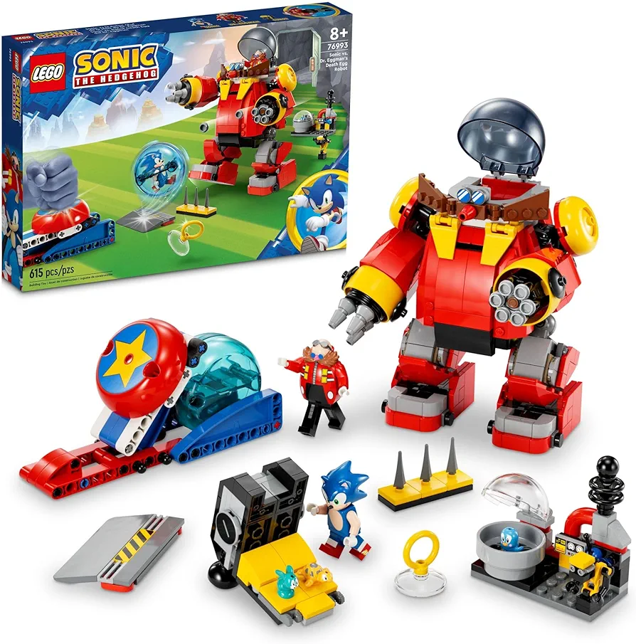 LEGO Sonic The Hedgehog Sonic vs. Dr. Eggman’s Death Egg Robot Building Toy for Sonic Fans and 8 Year Old Gamers, includes Speed Sphere and Launcher Plus 6 Sonic Figures for Creative Role Play, 76993