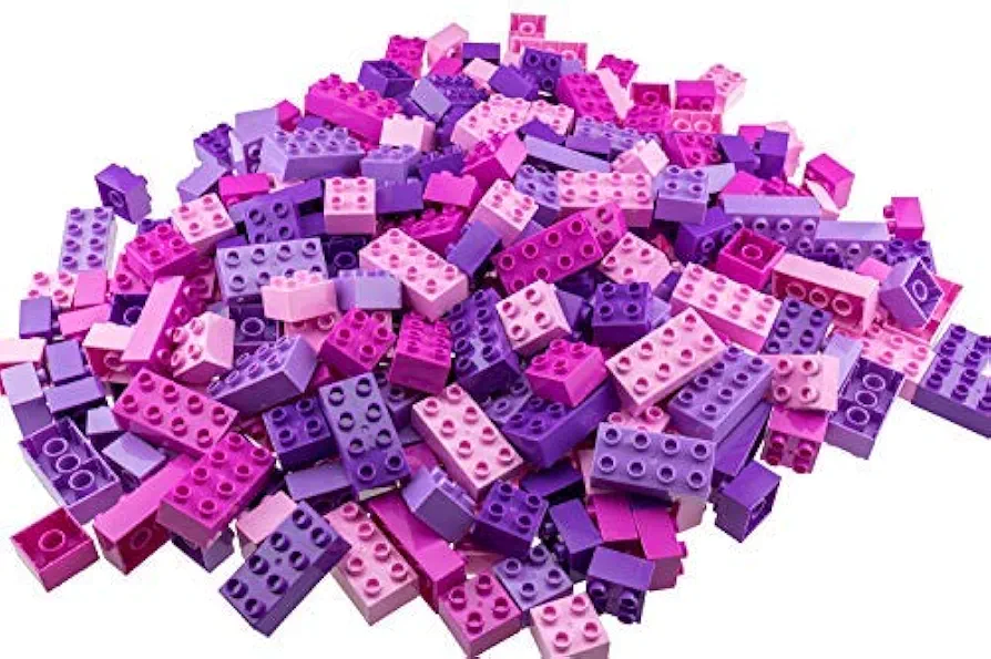 Strictly Briks Toy Large Building Blocks for Kids and Toddlers, Big Bricks Set for Ages 3 and Up, 100% Compatible with All Major Brands, Pink, Magenta, Lavender and Purple, 204 Pieces