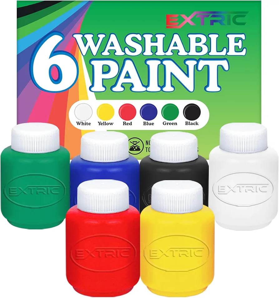 Washable Paint for Kids – 6 Count Finger Paint (2 oz Each) Tempera Paint - Non Toxic Kids Paint for Art, Craft – Kids Paint Set for School and Home Projects – Toddler Art Supplies Kit