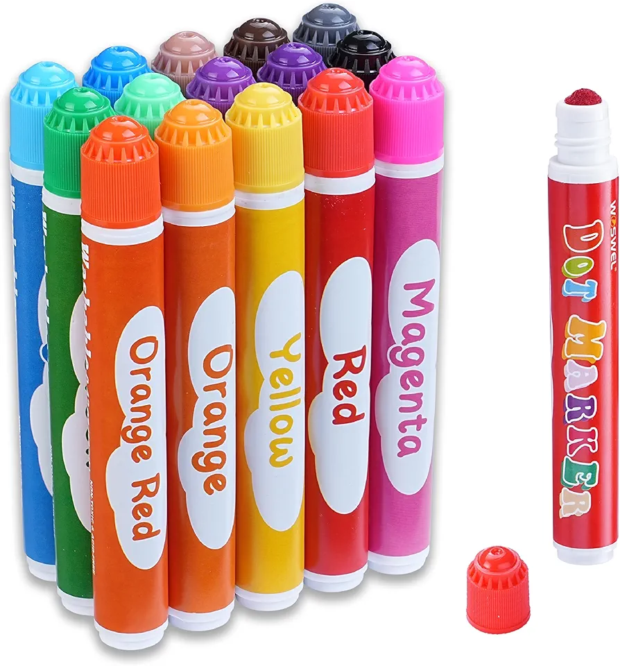 Dot Markers, 15 Colors Washable Dot Paint Markers for Toddlers Kids Preschool, Bingo Daubers Supplies, Painting Art and Crafts Kits Coloring Set, Non Toxic Water-Based