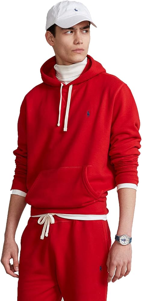 POLO RALPH LAUREN Mens Cabin Fleece Hoodied Sweatshirt (L, RacingRed)