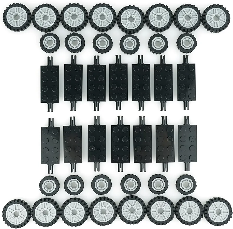 City Car Wheels Tires Axles Kits Set, 70pcs Vehicle Truck Parts Classic Pieces Accessories, Bulk Bricks Sets Construction Toys