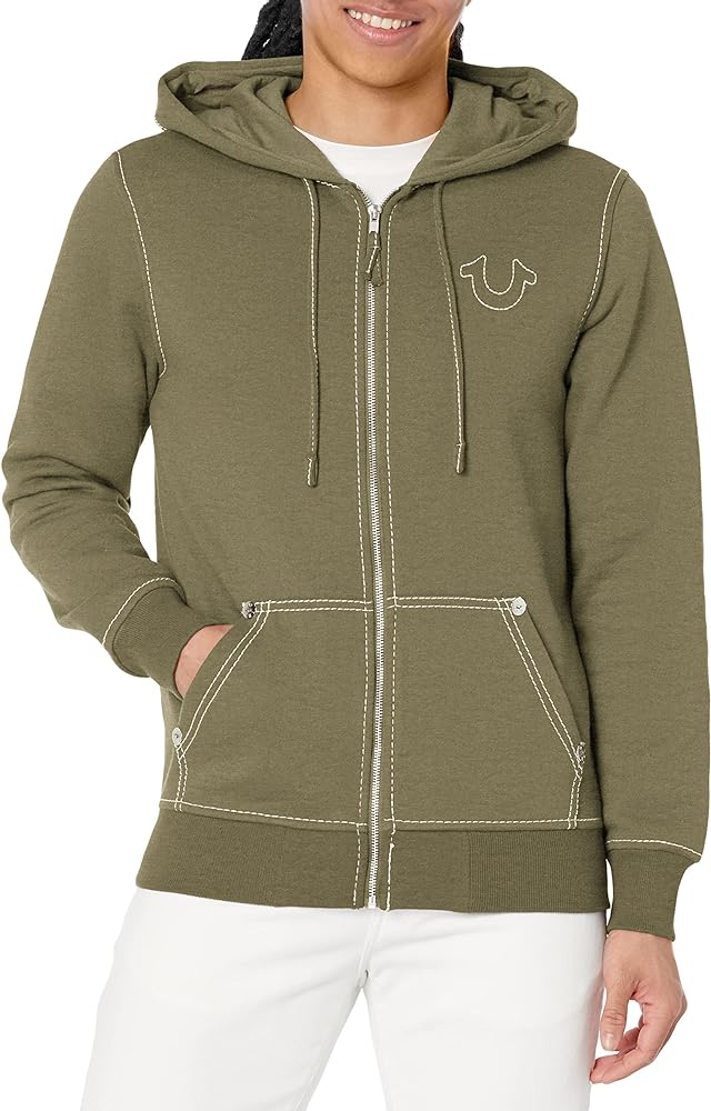 True Religion Men's Big T Zip Up Hoodie