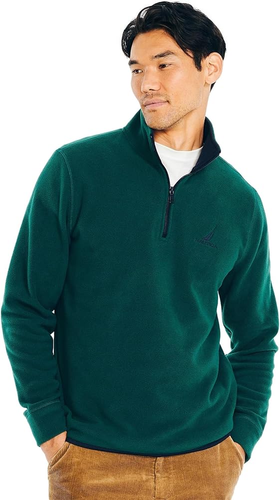 NAUTICA Men's Solid 1/4 Zip Fleece Sweatshirt