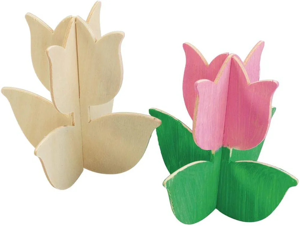 Colorations® Decorate Your Own Wooden Tulips, Set of 12, Unique and Personalize Each Design, Kids Craft, Ready to Decorate Crafts, Personalization, DYO, DIY, Kids Craft, Craft for Children