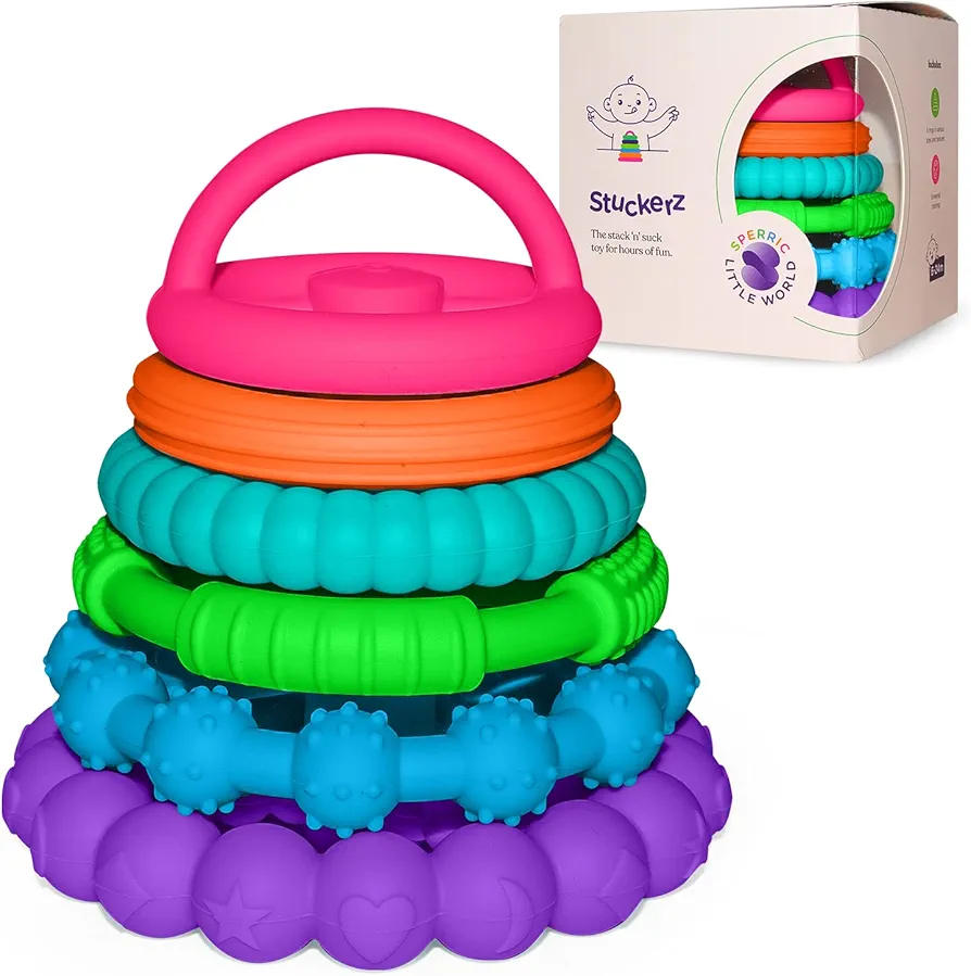 Silicone Stacking Rings Baby Toy | Soft Silicone Baby Stacking Teething Toys | Interactive and Fun Stacking Rings | Teeth Soothing Developmental Stacking Ring Toys for Babies Boy, Girl, Multicolor