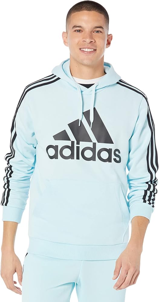 adidas Essentials 3 Stripes Fleece Hoodie Almost Blue/Black XL