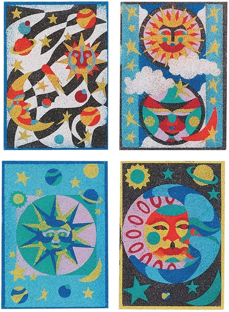 S&S Worldwide Sand Art Boards - Celestial Designs, 5" x 7", Multicolor (Pack of 12)